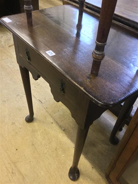 Oak side table on pad feet